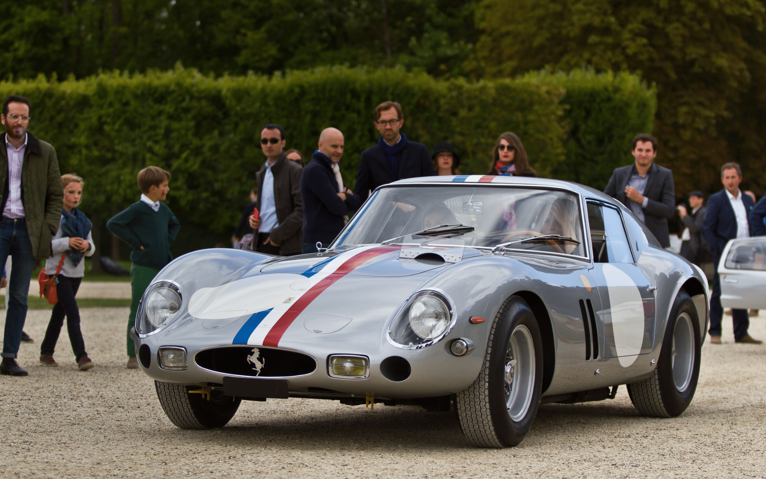 Ferrari 250 GTO chassis 4153 GT, silver with a blue white and red stripe